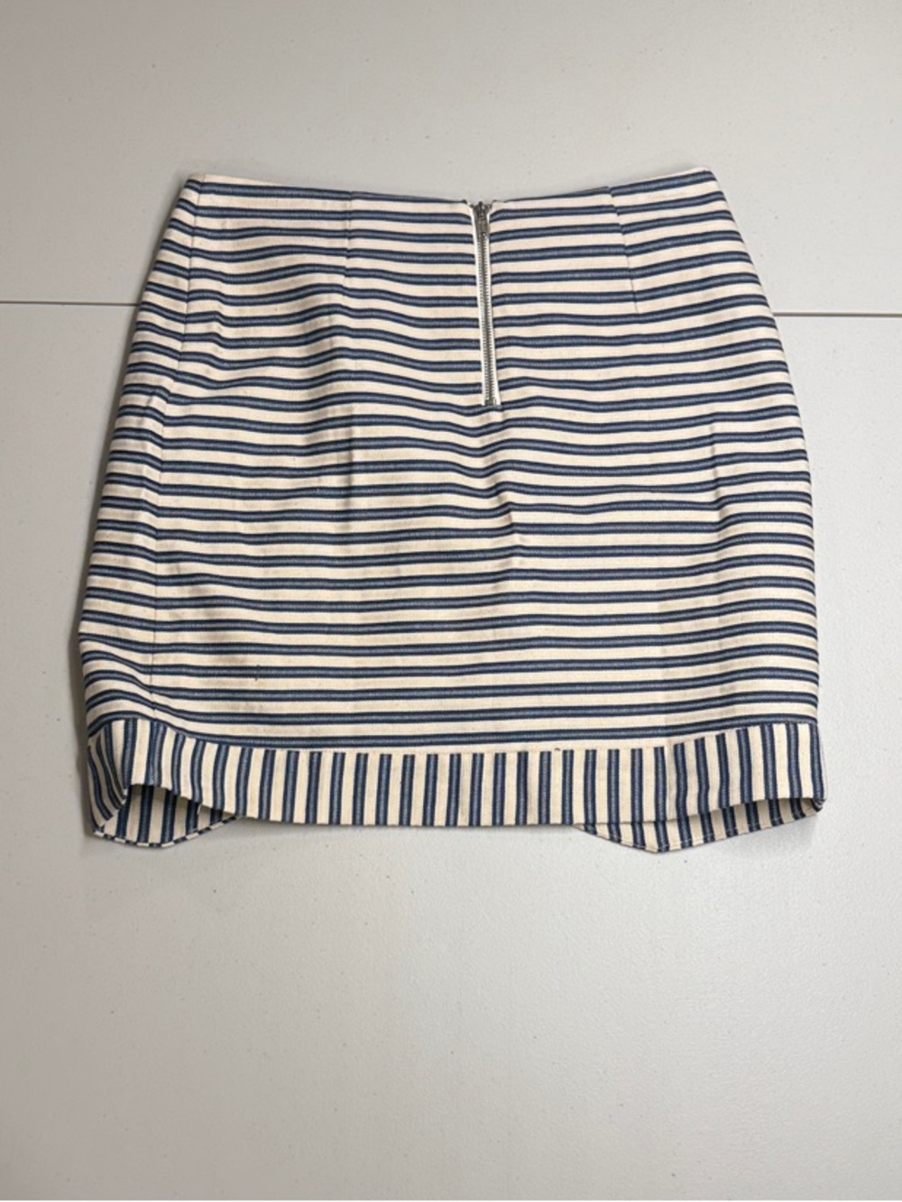 Striped Navy and White Mini Skirt with Back Zip